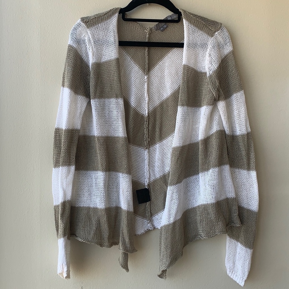 360 sweater linen striped open cardigan